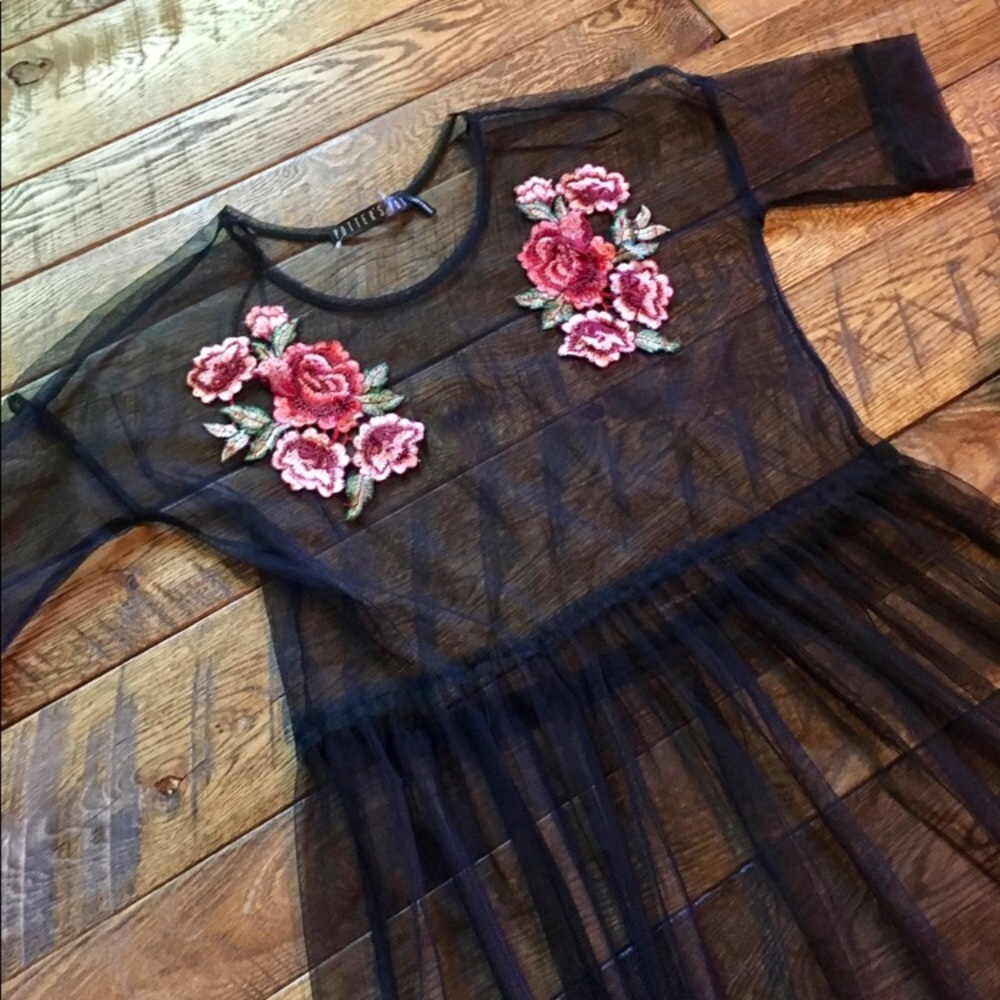 Embroidered Flower Mesh Dress - Picture 2 of 4